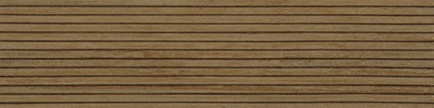 Close-up of horizontal wooden slats with narrow gaps, showing natural grain and warm brown tones
