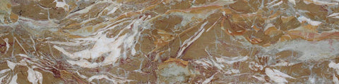 Detailed close-up of brown marble surface with white and beige natural veins and patterns on a smooth finish
