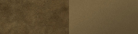 Close-up of two textured fabric swatches in brown shades with distinct surface finishes side by side