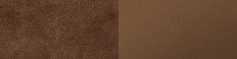 Close-up of two brown leather textures side by side showing smooth and slightly textured finishes on a neutral background