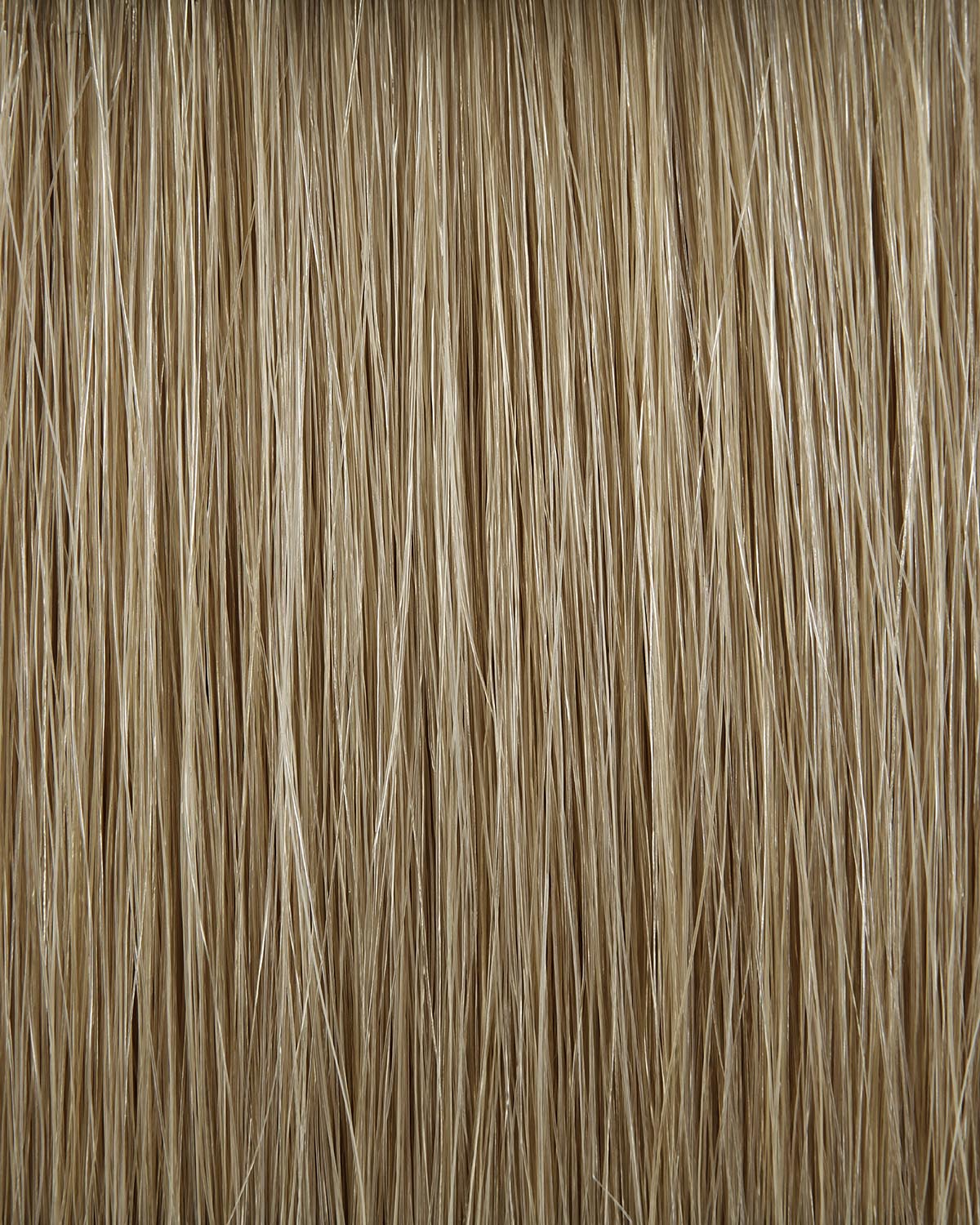 Close-up texture of thin, straight, light brown strands arranged vertically against a neutral background